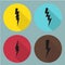 Flat lightning symbols set. Vector