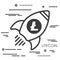 Flat line art concept illustration of spaceship with litecoin cr