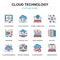 Flat line cloud technology icons concepts set for website and mobile site and apps.