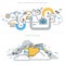 Flat line design vector illustration concepts for cloud computing