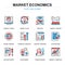 Flat line global market economics icons concepts set for website and mobile site and apps.