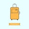 Flat line icon of tourist luggage, suit case. Infographic icon, abstract design pictogram.