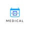 Flat line medicine icon monochrome blue emblem logo