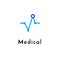 Flat line medicine icon monochrome blue emblem logo, web online concept.Logo of Heart pulse, medical chart for hospital