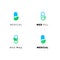 Flat line medicine icons blue and green emblem logos