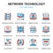 Flat line network technology icons concepts set for website and mobile site and apps.