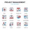 Flat line project management icons concepts set for website and mobile site and apps.