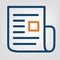 Flat line report icon. Laconic blue and orange lines on gray background. Isolated vector object