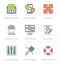 Flat line simple icons set. Thin linear stroke vector Essentials objects symbols