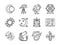 Flat line space research icons