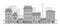 Flat linear panorama of the city landscape with buildings and houses. tourism, travel to Paris Vector illustration