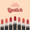Flat lipstick background concept