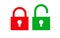 Flat lock unlock icon set color style