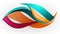 Flat logo of abstract 3d logo on next level logo, teal, gold, fuchsia, orange and green on a white transparent background