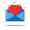 Flat love letter with heart icon