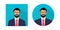 Flat Male Avatar Profile Images with Beard Hairstyle, Businessman Vector