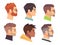 Flat male head profile. Different men heads with different hairstyles and accessories. Colorful web avatars. Modern