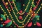 flat Mardi gras beads concept, background