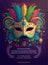 flat Mardi gras carnival illustration, vertical flyer template