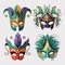 flat Mardi gras colorful mask collection