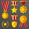 Flat medals and awards set with stars icon