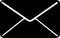 Flat message icon, letter, black silhouette. Vector illustration.
