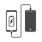 flat minimal icon of phone charging from portable battery or powerbank