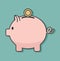 flat minimal Piggy Bank with coins