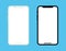 Flat mockup mobile phone on blue background. White and black smartphone with blank screen. Vector