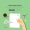 Flat mockup template for top view creative workplace