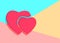 Flat modern art design graphic image of pink paper hearts icon o