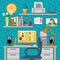 Flat modern design vector illustration concept of home workspace