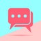 flat modern red gossip icon with shadow on blue and pink pastel