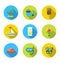 Flat modern set icons of traveling, planning summer vacation