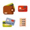 Flat money wallet icon check list making purchase cash business currency finance payment and purse savings bank commerce