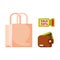 Flat money wallet icon paper bag sale making purchase cash business currency finance payment and purse savings bank