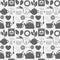 Flat monochrome tea icons seamless pattern