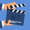 Flat movie clapperboard