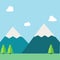 Flat natural vector illustration with mountains