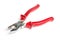 Flat-nose metal pliers with red handle