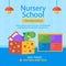 Flat nursery school posts set Vector illustration.