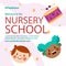 Flat nursery school posts set Vector illustration.