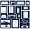 Flat office and home furniture silhouette icons