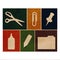 Flat office supply flat icons vintage collection