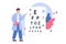 Flat ophthalmologist check eyesight with eye test chart