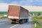 Flat out and damaged wheeler semi truck burst tires by highway s