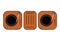 Flat outlined dj turntables illustration. Orange vinyl turntable. Flat style vector drawing. Orange gramophone. Dj set