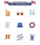 Flat Pack of 9 USA Independence Day Symbols of cap; usa; calender; american; file