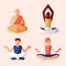 Flat people collection meditating Vector illustration.