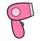 Flat pink beautyfull icon simple linear fashionable glamorous electric hair dryer, home appliance for hair drying, styling,